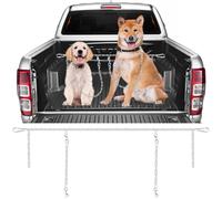 Chain Truck Bed Dog Tether for Two Dogs,Adjustable Double Safety Chew Proof Metal Truck Bed Dog Leash System for Pickup, SUV, Cars & Trucks (Silver)