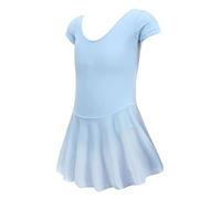 Chain with Carabiner Hook on Both Sides Children Toddler Baby Girl Spring Summer Solid Short Sleeve Gymnastics Dress Princess Dress Clothing Long Girls, blue, 4-5 Years