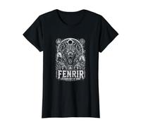 Chainbreaker of Doom Fenrir Norse Wolf Runes Value Graphic T-Shirt, Women, Black, M
