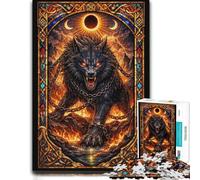 Chained Wolf Under Eclipse Jigsaw 1000pcs (38x26cm) for Adults | A traditional jigsaw format around the table for a satisfying challenge.