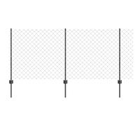 vidaXL Chain Link Fence with Post 10 x 1 m PVC-Coated Steel Grey Mesh