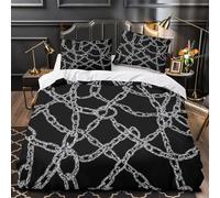 ChainLinkPattern Quilt Cover 3D Print Premium 3 Pieces Bed Set Hidden Zipper IndustrialMetalStyle Duvet Cover Ultra Soft All Season for Adults Kids Teens Women Youth Teenagers Double（200x200cm）
