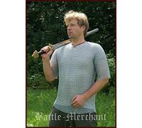 Chainmail Shirt Short-Sleeved 9 mm ID, Galvanised, Size Extra Large by Battle Merchant Medieval LARP Viking