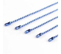 Chains Ball Chain 100pcs Metal Hanging Chains for DIY Necklace Jewelry Making with 1.5mm Beads and Connectors 68cm for Tag(Blue)
