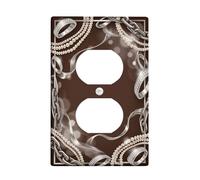 Chains Duplex Outlet Covers Wall Plate, Elegant Classic Rings Pearls None Brown Plastic Standard Size Double Power Outlet Cover Plate for Home Living Room New Apartment Decor