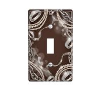 Chains Single Light Switch Cover Plate, Elegant Classic Rings Pearls None Brown Plastic Standard Size Switch Plate Decorative for Home Living Room New Apartment Decor (Single)