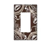 Chains Single Rocker Light Switch Cover, Elegant Classic Rings Pearls None Brown Plastic Standard Size Accents Wall Switch Plates for Home Living Room New Apartment Decor