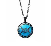 Chains Vintage Moon Pendant Goddess Necklace TriplePentacle Amulet Key Locket,Necklace