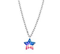Chains with Pendants Simple Fashion National Day Holiday Necklace Plastic Flash Red Blue Multi Color Necklace Letter Necklace for Boys (White, One Size)