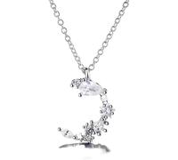 Chains Women,Cresent Women S925 Silver Irregular Moon Zircon Pendant Dainty Trendy Choker Delicate Necklace Chain Jewelry For Her Girls Couples