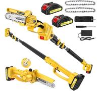 Chainsaw, 2.2 m Pole Saw 6 Inch, 2× 2000 mAh Battery Chainsaw, 1000W Brushless Mini Chain Saw Cordless with Oiler, 180° Adjustable Head for Tree Trimming, Branches, Garden, Gift for Men Fathers