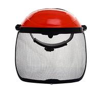 Chainsaw Brushcutter Safety Helmet Metal Mesh Full Visor Forestry Red