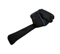 Chainsaw Carrying Case with Zipper and Exterior Gear Pocket | Built-in Handle and Shoulder Strap, Purpose-Shaped Storage, Exterior Mesh Pocket, Black Fabric with Blue Trim