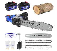 Chainsaw Cordless 16 Inch, 1400W Heavy Duty Chain Saw, with Safety Lock & 2 Chains, Auto Chain Lubrication, 18000RPM, Electric Chainsaw with 2x 4.0Ah Battery, Garden Electric Chainsaw to Cut Wood Tree