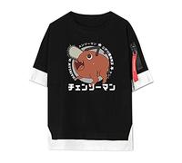 Chainsaw Man Anime T-Shirt Pochita Short Sleeve Top Denji Stylish Fake Two T-Shirt Power Round Collar Blouse