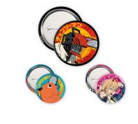 ABYstyle - Pack of 3 CHAINSAW MAN Denji, Devil & Pochita Badges - Official Product - Diameter 5 cm & 3.2 cm - Soft Touch Touch