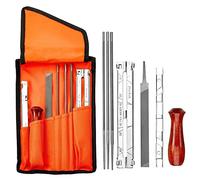Chainsaw Sharpener File Kit - Includes 5/32, 3/16, and 7/32 Round Files, 6 Inch Flat File, Wood Handle, Depth Gauge, Filing Guide, and Tool Pouch - for Sharpening Chain Saw Blades, 8 Piece