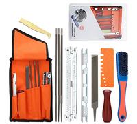 Chainsaw Sharpener File Kit Universal Chainsaw Field Sharpening Kit Includes Round Files, Flat File, Handle, Filing Guide, Wood Handle, Depth Gauge, and wire brush - for Sharpening Chainsaw