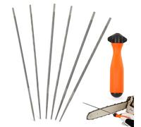 Chainsaw Sharpening File Set - 6 pcs Round Files for Chainsaw Chain 4.0mm/4.8mm/5.5mm (2 Each),Universal Heavy-Duty Chainsaw Sharpener Files with Replaceable Handle
