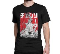 Chainsaw Warrior Chainsaw Man T-Shirts for Men Manga Vintage 100% Cotton Tees O Neck Short Sleeve T Shirt Black M