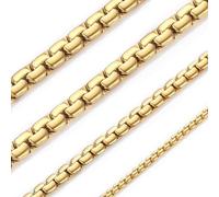 ChainsHouse Box Chain Necklace Men, 2/4/6/8mm Round Link Chain Necklaces, Stainless Steel/Black/14K Gold Plated Mens Jewelry, 14"-30" Length, Come Gift Box, 76.20 cm, Stainless Steel, No Gemstone