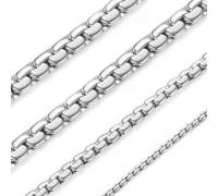 ChainsHouse Box Chain Necklace Men, 2/4/6/8mm Round Link Chain Necklaces, Stainless Steel/Black/14K Gold Plated Mens Jewelry, 14"-30" Length, Come Gift Box, 76.20 cm, Stainless Steel, No Gemstone
