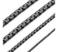 ChainsHouse Box Chain Necklace Men, 2/4/6/8mm Round Link Chain Necklaces, Stainless Steel/Black/14K Gold Plated Mens Jewelry, 14"-30" Length, Come Gift Box, 14 Inches(women's choker length), Stainless
