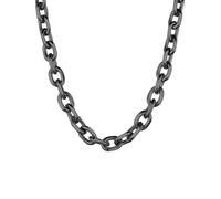 ChainsHouse Chunky Link Necklaces for Women Stainless Steel Black Chain