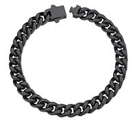 ChainsHouse Cuban Bracelet for Men Women Black Stainless Steel Metal Chain Curb Link Biker 7mm Bracelets Gifts for Boyfriend