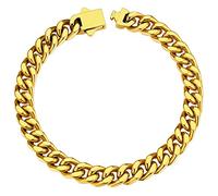 ChainsHouse Cuban Bracelet Gold Plated Chain for Men Women Stainless Steel 7mm Curb Chain Link Wrist Bracelets