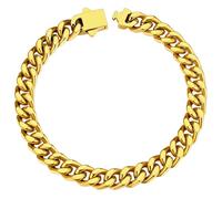 ChainsHouse Cuban Link Bracelet for Men Women, Solid Surgical Stainless Steel Silver Gold Black Chain Bracelet 5/7/9/12mm Wide,19/21/23cm Hip Hop Curb Bracelet
