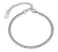 ChainsHouse Cuban Link Bracelet for Men Women Thin Chain Silver Bracelets Hand Wrist Chains 3mm 16cm