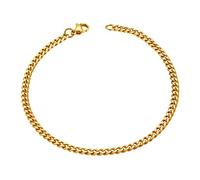 ChainsHouse Cuban Link Bracelet for Mens Women Thin Gold Chain Stainless Steel Bracelets 3mm 16cm
