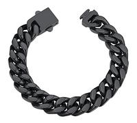 ChainsHouse Cuban Link Bracelet Mens Women Stainless Steel Chunky Bracelets Black Metal Hand Chain Hip Hop Jewellry Boyfriend Gifts