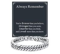 ChainsHouse Cuban Link Chain Bracelet Anniversary Birthday Valentines Father's Day Stainless Steel/Black Bracelet Men, To My Man Love Husband Dad, Chain Bracelet for Men Him Jewelry Gifts, 7.5 inches