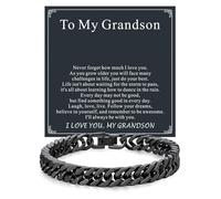 ChainsHouse Cuban Link Chain Bracelet Anniversary Birthday Valentines Father's Day Stainless Steel/Black Bracelet Men, To My Man Love Husband Dad, Chain Bracelet for Men Him Jewelry Gifts, 7.5 inches