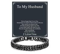 ChainsHouse Cuban Link Chain Bracelet Anniversary Birthday Valentines Father's Day Stainless Steel/Black Bracelet Men, To My Man Love Husband Dad, Chain Bracelet for Men Him Jewelry Gifts, 9.0 ", no