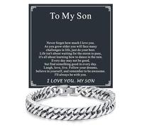 ChainsHouse Cuban Link Chain Bracelet Anniversary Birthday Valentines Father's Day Stainless Steel/Black Bracelet Men, To My Man Love Husband Dad, Chain Bracelet for Men Him Jewelry Gifts, 7.5 inches