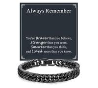 ChainsHouse Cuban Link Chain Bracelet Anniversary Birthday Valentines Father's Day Stainless Steel/Black Bracelet Men, To My Man Love Husband Dad, Chain Bracelet for Men Him Jewelry Gifts, 8.3 inches