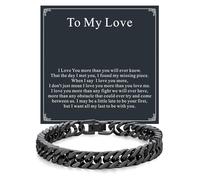 ChainsHouse Cuban Link Chain Bracelet Anniversary Birthday Valentines Father's Day Stainless Steel/Black Bracelet Men, To My Man Love Husband Dad, Chain Bracelet for Men Him Jewelry Gifts, 7.5 inches