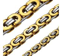 ChainsHouse Flat Byzantine Link Necklace for Men 6mm/8mm/10mm Width, 18K Gold Plated/Stainless Steel Black Byzantine Chain Necklaces, 18" 20" 22" 24" 26" 28" 30" Length, with Gift Box, 66.04 cm, Metal