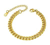 ChainsHouse Gold Cuban Link Bracelet Mens Women Stainless Steel Curb Chain Bracelets Hip Hop Jewellery 6mm 16cm