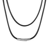 ChainsHouse Leather Cord Necklace 2mm 18 Inch Black Braided Wax Rope Cord Chain for Pendant Women Ladies Mens Leather Chain