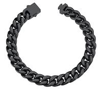 ChainsHouse Men's Bracelets Black Stainless Steel Cuban Link Chain for Men Women Biker Hip Hop Jewellery Bracelet