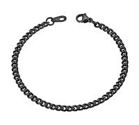 ChainsHouse Mens Cuban Link Bracelet Curb Bracelets Women Stainless Steel Black Chain for Men 3mm 19cm