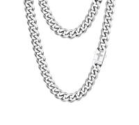 ChainsHouse Mens Cuban Link Chain Necklace with Blinged Out Cross Clasp