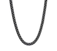 ChainsHouse Mens Necklace Chain Stainless Steel Flat Box Chain, Black Chains Necklaces Thick Link for Men Heavy Duty Jewellery 8mm Width 30in Length