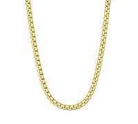 ChainsHouse Mens Necklace Chain Stainless Steel Flat Box Chain, Gold Chains Chunky Link for Men Waterproof Jewellery 6mm Width 22in Length