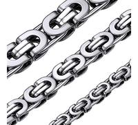 ChainsHouse Men's Stainless Steel Cuban Curb Chain Necklace Large Byzantine Link Jewellery for Hip-Hop and Rock Lovers Gift Punk Steel/Black/Gold, Length: 46-76 cm, Width: 0.236/0.315/10 mm