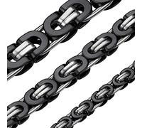 ChainsHouse Men's Stainless Steel Cuban Curb Chain Necklace Large Byzantine Link Jewellery for Hip-Hop and Rock Lovers Gift Punk Steel/Black/Gold, Length: 46-76 cm, Width: 0.236/0.315/10 mm